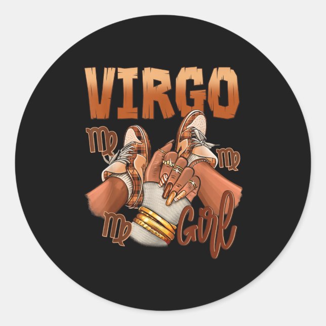 Virgo Girl Birthday Melanin Black Woman Scute Ss C Runder Aufkleber (Vorderseite)