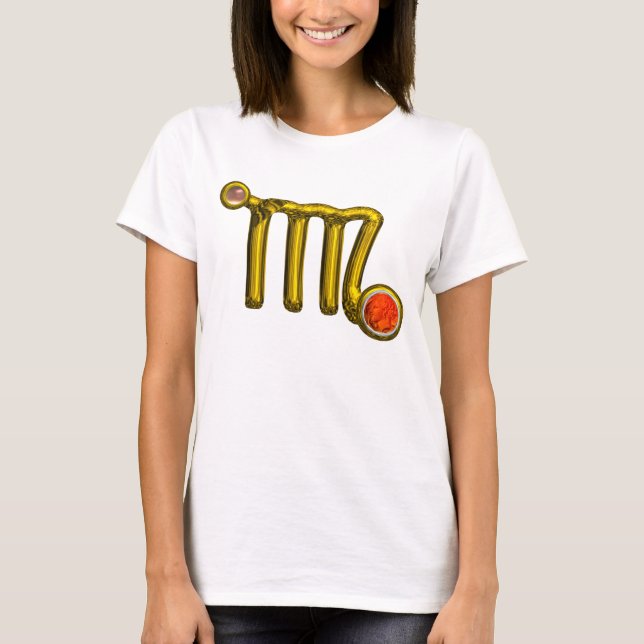 VIRGO / GOLD ,GRAU ORANGE AGATE ZODIAC SIGN JEWEL T-Shirt (Vorderseite)