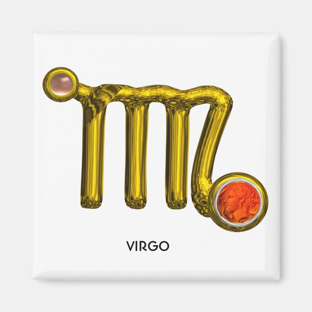 VIRGO / GOLD ORANGE AGATE ZODIAC SIGEL MAGNET (Vorne)