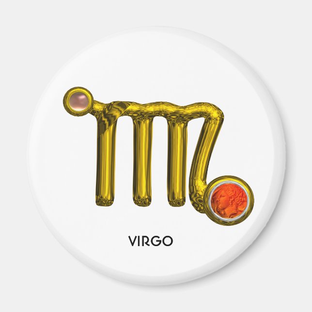 VIRGO / GOLD ORANGE AGATE ZODIAC SIGEL MAGNET (Vorne)