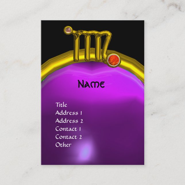 VIRGO / GOLD ZODIAC SIGN JEWEL LILA GEM MONOGRAM VISITENKARTE (Vorderseite)