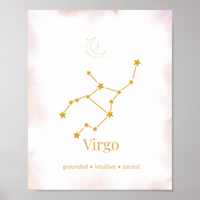 Virgo Gold Zodiac Wall Art – Celestial Constellati Poster (Vorne)