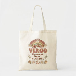 Virgo Groovy Retro Floral Rainbow Tote Bag Tragetasche