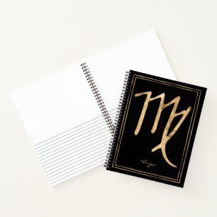 Virgo Hammered Stylierung Gold Astrologie Symbol N Notizbuch
