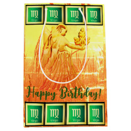 Virgo - Happy Birthday Medium Geschenktasche Mittlere Geschenktüte