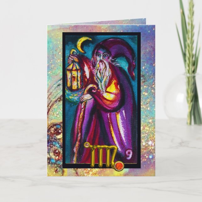 VIRGO HERMIT TAROT ASTROLOGY ZODIAC GEBURTSTAG KARTE (Vorderseite)