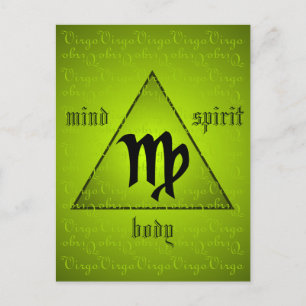 Virgo Holistic Triangle Mind Body Spirit Green Postkarte