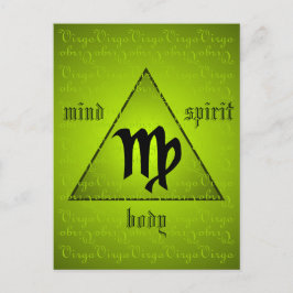 Virgo Holistic Triangle Mind Body Spirit Green Postkarte