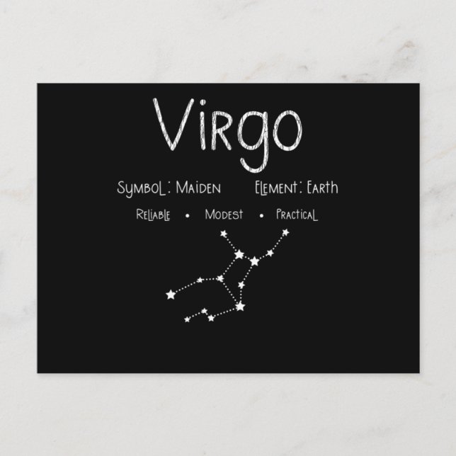 Virgo Horoscope Astrologie Star Signatur Geburtsta Postkarte (Vorderseite)