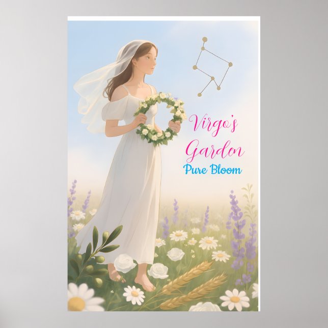 Virgo Horoskop Inspiriert Blumenzodiakdesign Poster (Vorne)