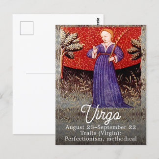 Virgo Jungfrau Zodiac Sign Geburtstagsparty Postkarte