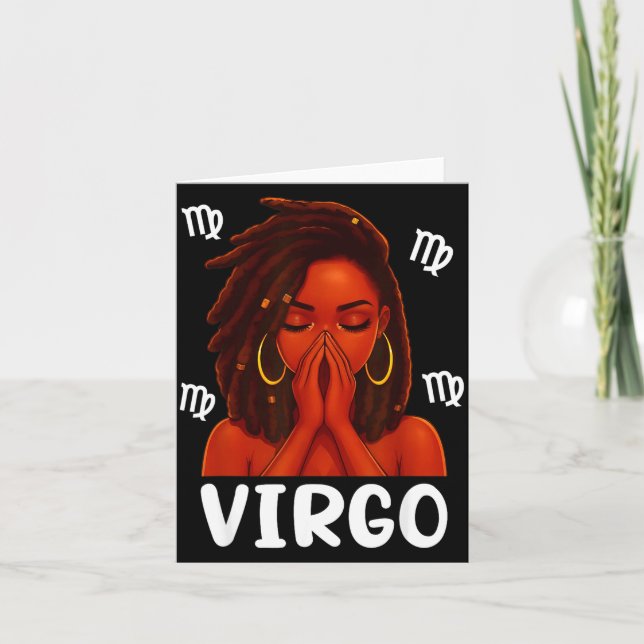 Virgo Loc'd Black Woman Pray Christian Zodiac Birt Karte (Vorderseite)