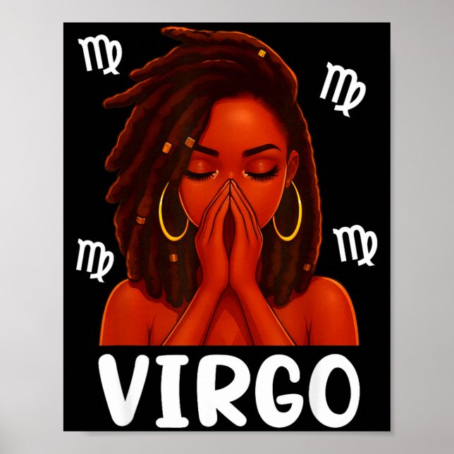 Virgo Loc'd Black Woman Pray Christian Zodiac Birt Poster (Vorne)