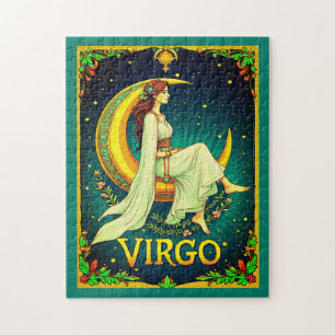 Virgo Maiden Sitzen auf dem Crescent Moon Puzzle