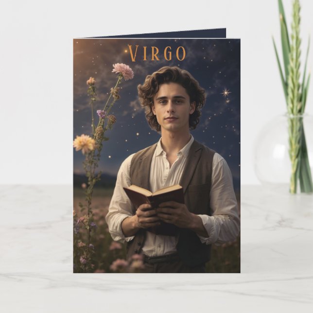 Virgo Male Geburtstagskarte Feiertagskarte (Vorderseite)