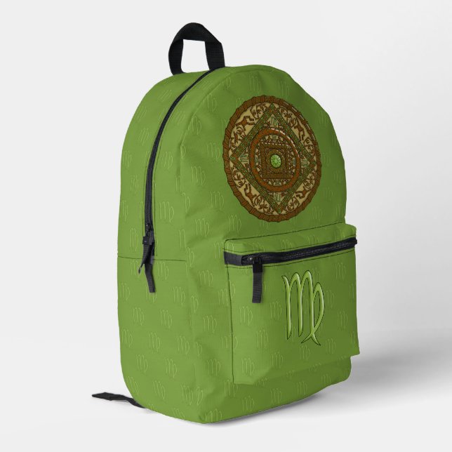 Virgo Mandala Bedruckter Rucksack (Rückseitige Ecke links)