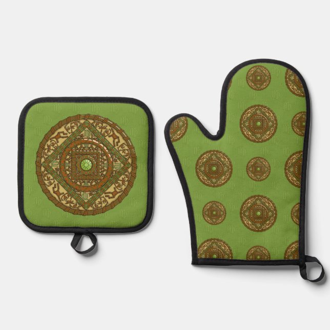 Virgo Mandala Ofenhandschuh & Topflappen-Set (Vorderseite)