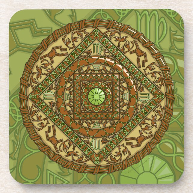 Virgo Mandala Square Untersetzer (Vorderseite)