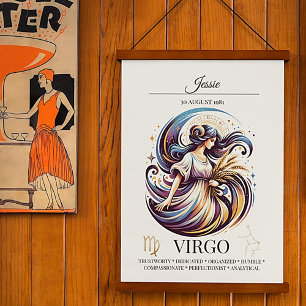 Virgo Personalisiert Elegante Wasserfarben Poster