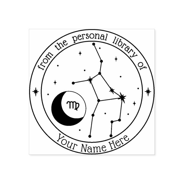 Virgo Personalisiert Zodiac Book Briefmarke Gummistempel (Prägung)