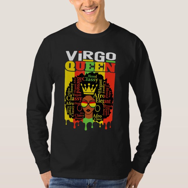 Virgo Queen Zodiac Afro Hair Style Gesegnet Klasse T-Shirt (Vorderseite)