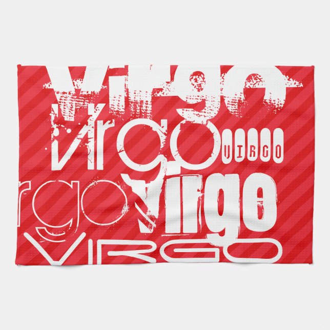 Virgo; Scarlet Rote Streifen Geschirrtuch (Horizontal)