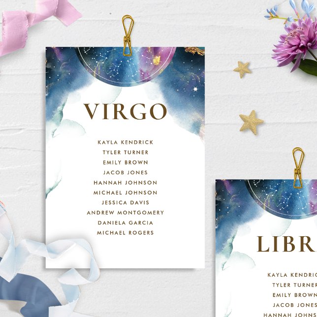 Virgo Seating Chart Card Card mit Gast Name (Von Creator hochgeladen)