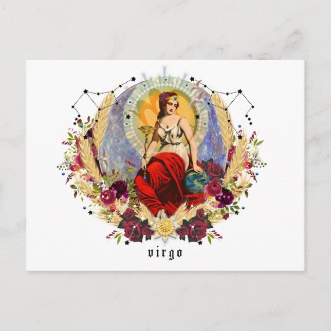 Virgo September Geburtstagskarte Postkarte (Vorderseite)