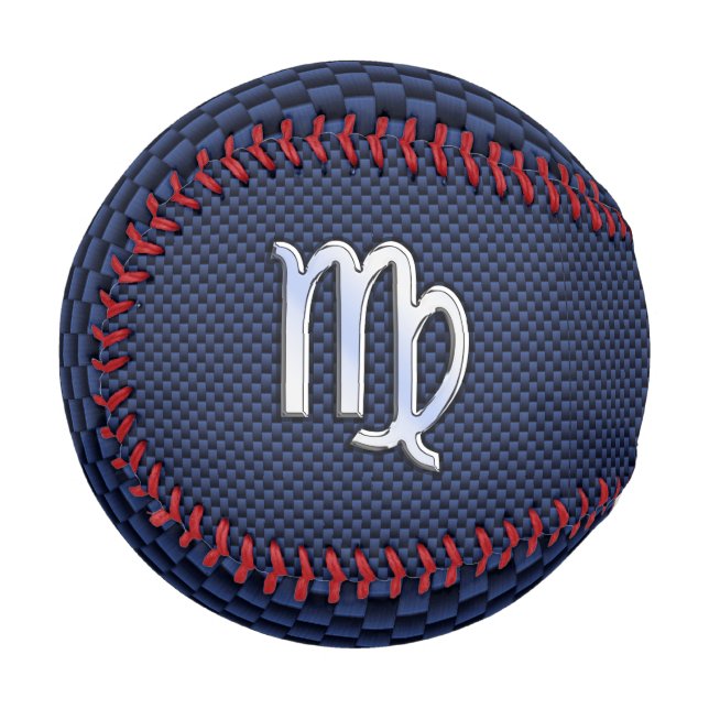 Virgo Sign auf Blue Carbon Fibre Print Style Baseball (Vorderseite Links)