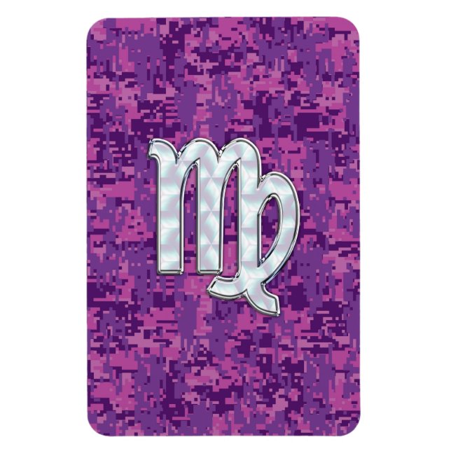 Virgo Sign auf Pink Fuchsia Digital Camouflage Magnet (Vertikal)