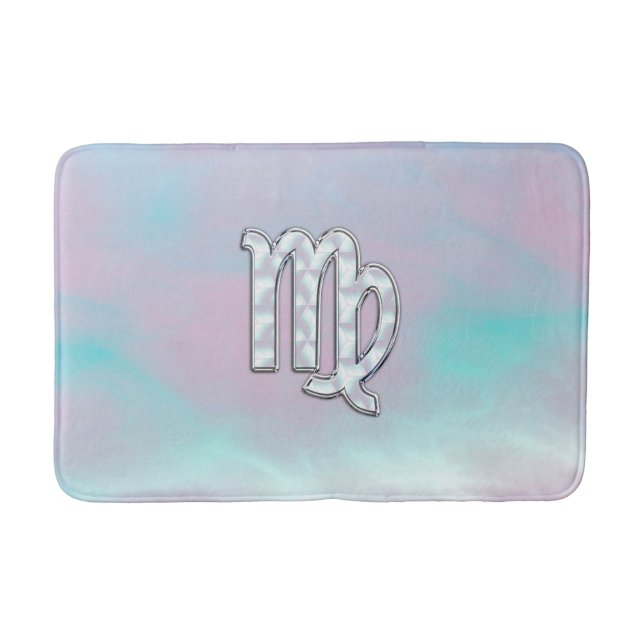 Virgo Sign on Pastels Mutter Perlenstil Print Badematte (Vorderseite)