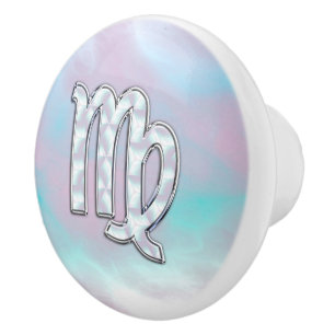 Virgo Sign on Pastels Mutter Perlenstil Print Keramikknauf