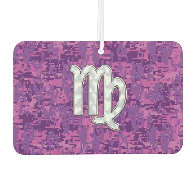 Virgo Sign Pink Fuchsia Digital Camouflage Style Autolufterfrischer (Vorderseite)