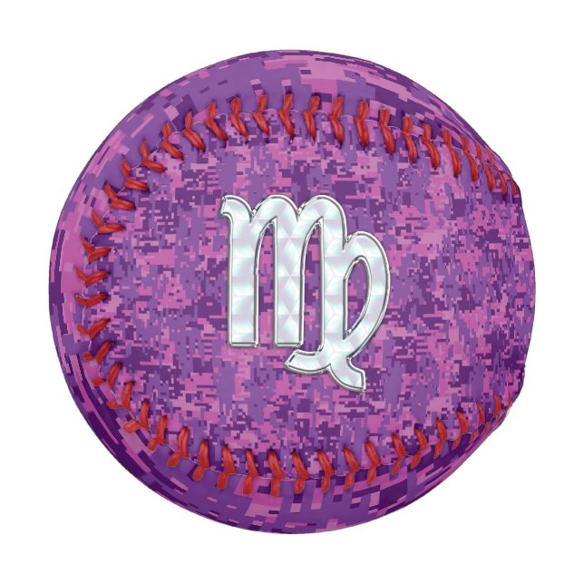 Virgo Sign Pink Fuchsia Digital Camouflage Style Baseball (Vorderseite Links)