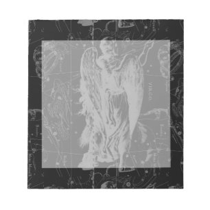 Virgo Sign Sternbild Hevelius Black Decor Notizblock