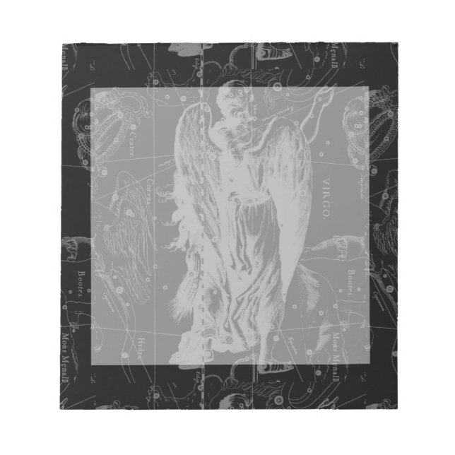 Virgo Sign Sternbild Hevelius Black Decor Notizblock (Vorderseite)