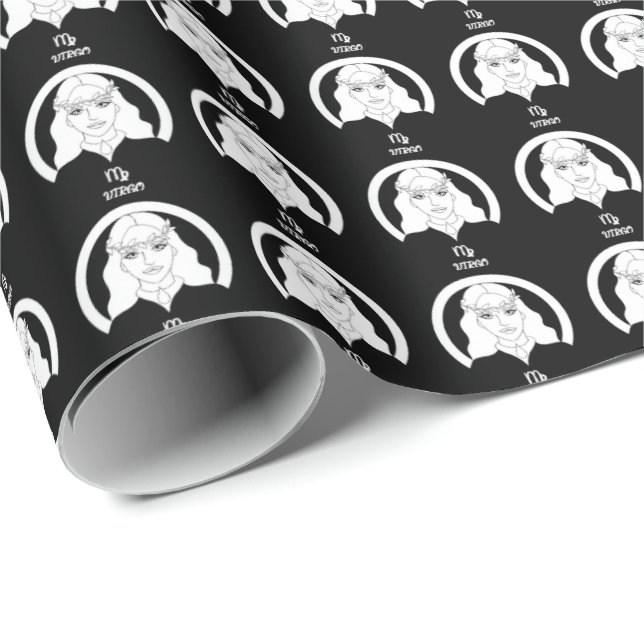 Virgo Silhouette Wrapping Paper Geschenkpapier (Rolleneckpunkt)