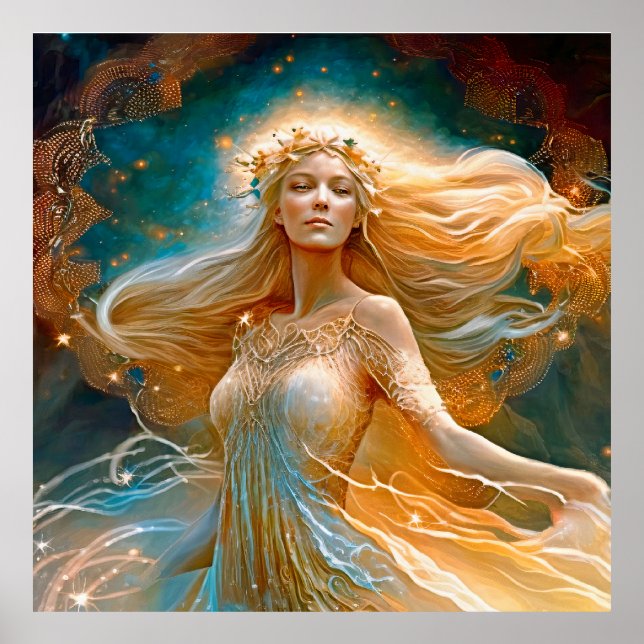 Virgo Star Sign Goddess, Celestie Being, Zodiac Poster (Vorne)