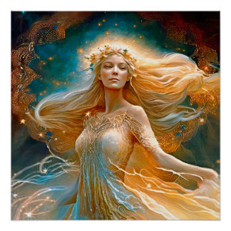 Virgo Star Sign Goddess, Celestie Being, Zodiac Poster