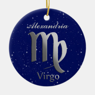 Virgo Sun Zeichen mit Name Keramik Ornament