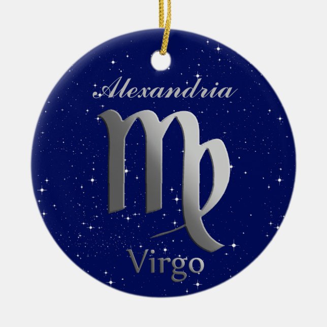 Virgo Sun Zeichen mit Name Keramik Ornament (Vorne)