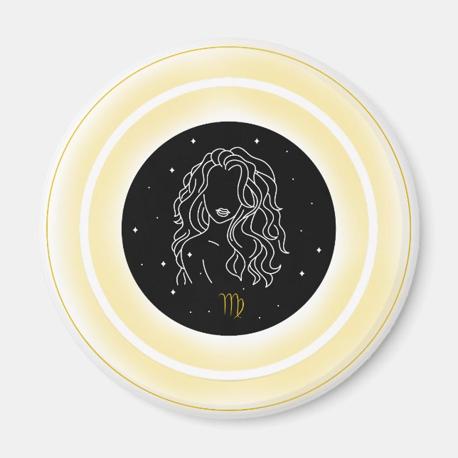 Virgo Symbol – Minimal Astrology Emblem Magnet (Vorne)