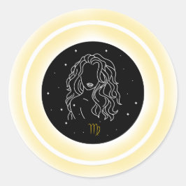 Virgo Symbol – Minimal Astrology Emblem Runder Aufkleber