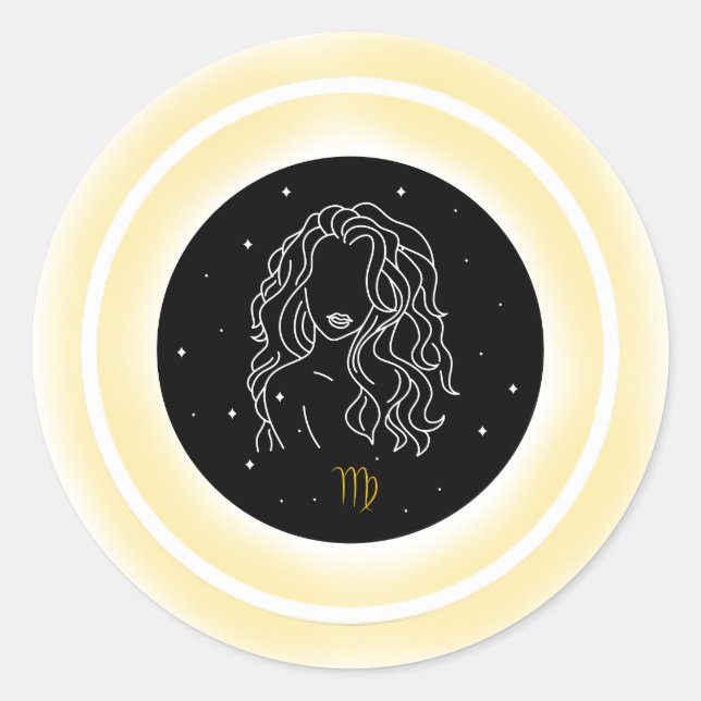 Virgo Symbol – Minimal Astrology Emblem Runder Aufkleber (Vorderseite)