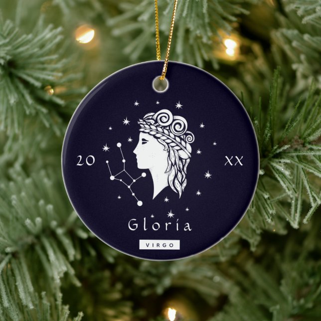 Virgo Symbol Zodiac Birthday Star Sign Name Year Keramik Ornament (Baum)