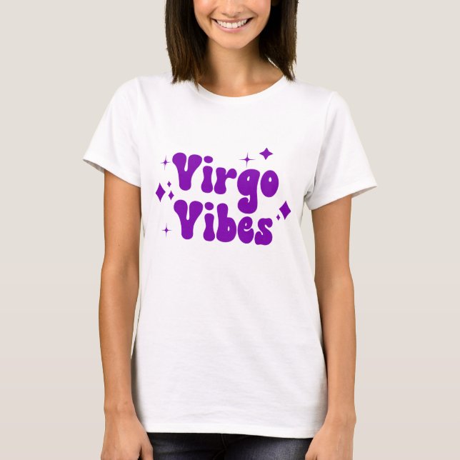 Virgo Vibes Zodiac Astrologie Lila Sterne T-Shirt (Vorderseite)