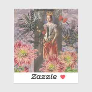 Virgo Woman Portrait Antique Colorful Rich Aufkleber