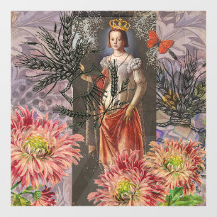 Virgo Woman Portrait Antique Colorful Rich Fensteraufkleber