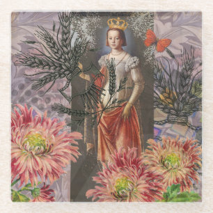 Virgo Woman Portrait Antique Colorful Rich Glasuntersetzer