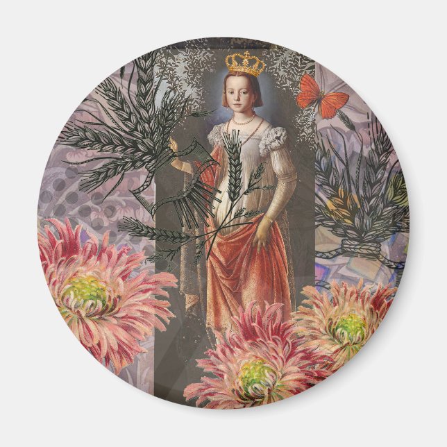 Virgo Woman Portrait Antique Colorful Rich Magnet (Vorne)